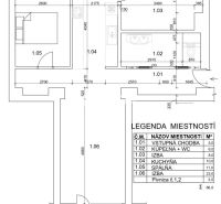 Floor plan of a 3-room apartment with an entrance hallway, kitchen, bathroom, and room.