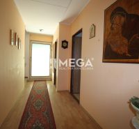 A hallway in a family house with a wooden decor floor, a painting, and a carpet.