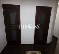 Interior of a 3-room apartment with built-in wardrobes and dark doors.