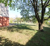 A garden at a family house in the Poľana housing estate in Humenné, with the shade of trees.