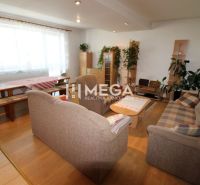 Living room in a family house with a wooden decor floor, a sofa, and flowers.