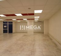 Commercial premises with ceramic tiles, large lighting, and walls in a neutral color.