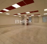 Spacious commercial spaces with ceramic flooring and a coffered ceiling.