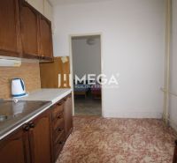 A kitchen in a 2-room apartment with wooden cabinets and a kettle on the counter.