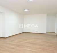 A spacious room with a wooden decor floor in a 2-room apartment.