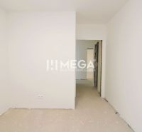 A hallway in a 3-room apartment with a raw floor and white walls.