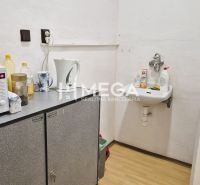 Office space with a sink, microwave, and wood-patterned flooring.