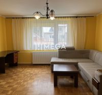 Living room in a family house with a sofa and a floor with a wooden decor.