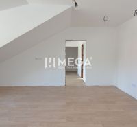 A room in a 2-room apartment with white walls and a wooden decor floor.