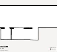 Floor plan of the production area in Humenné on Sninská Street with divided rooms.