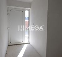 A hallway with white walls and doors in a family house.