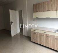 Interior of a building with a kitchen unit and a wooden decor floor.