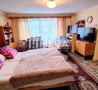 Living room in a family house with a bed, wardrobe, and a TV on a dresser.