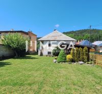 A garden at a family house in Kochanovce on Kochanovce Street with a lawn and shrubs.