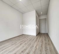 Offices with wood-patterned flooring and white walls.