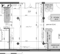 Floor plan of commercial premises with a gaming area and refreshment zone.