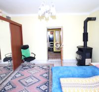 A room in a family house with carpets, a fireplace, and mirrored wardrobe doors.