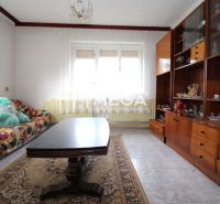Living room with carpets, a sofa bed, and furniture in a family house.