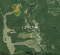 Aerial map of agricultural and forest lands around the village of Maškovce.