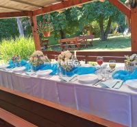 Outdoor gastro spaces in Vranov nad Topľou on Budovateľská with elegantly set table.