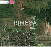 Aerial map of agricultural and forest lands in Lackovce with divided parcels.
