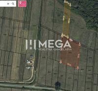 Aerial view of agricultural and forest land in Lackovce with marked parcels.