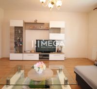 Living room in a family house with a glass table and a wooden decor floor.