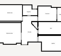 Floor plan of a 4-room apartment, includes a kitchen, living room, and loggia.