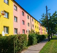 Colorful apartment buildings on Kpt. Nálepku Street in Holíč.