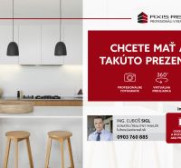 Real estate presentation advertisement with an emphasis on the kitchen on Bosákova Street and garages.