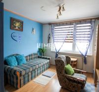 Colorful living room with a sofa and an armchair, 3-room apartment, floor with wood decor.