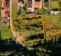 Aerial photograph of residential plots in Čierny Balog on Švermova Street.