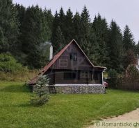 A cottage in Rajecká Lesná amidst forests, surrounded by a green grassy area.