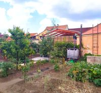 A family house on M. R. Štefánik Street in Holíč with a well-maintained garden full of vegetables.