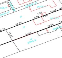 Cadastral map of residential plots on Hlavná Street in Viničné.