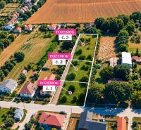 Aerial view of building plots in Čermany suitable for residential living.