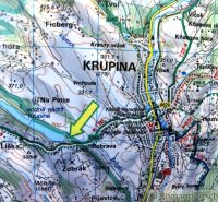 Map of Krupina with details of Gardens and hiking trails.