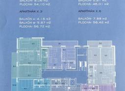 Pôdorys podlažia so 6 apartmánmi