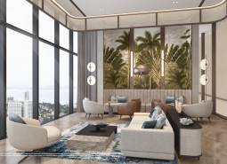 Bright interior of apartment construction with a view of Chon Buri 20150 and decorative walls.