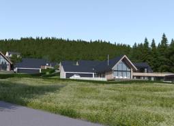 Development plots in Tajov with modern houses, surrounded by nature and forests.