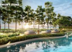 Apartment construction in Phuket near the beach with a swimming pool and plenty of greenery.
