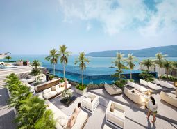 Apartment construction in Phuket with a terrace and a stunning ocean view.