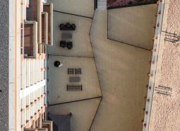 Construction of apartments on Mierová Street in Bratislava - Ružinov, top view of the terrace.