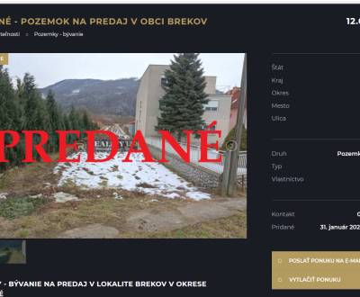 Sale Land – for living, Land – for living, Hlavná, Humenné, Slovakia