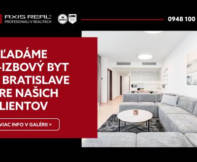 Hľadáme pre našich klientov 3-izbový v Bratislave III.