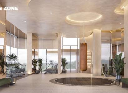 Interior with plants, wooden decor flooring, Apartment construction, 1BCR Real Estate Group.