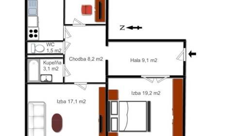 Two bedroom apartment, Rovniankova, Sale, Bratislava - Petržalka, Slov