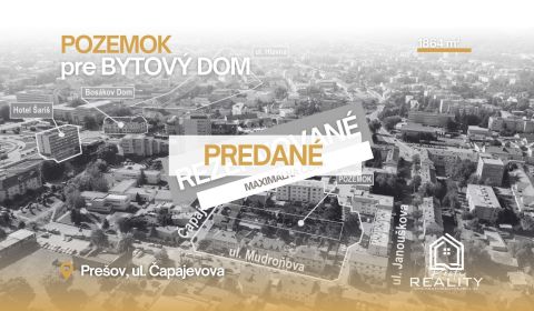 Sale Land – for living, Land – for living, Čapajevova, Prešov, Slovaki