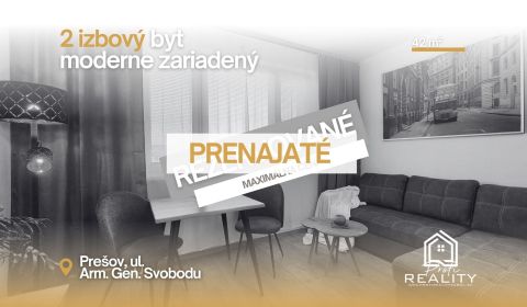 Rent One bedroom apartment, One bedroom apartment, Prešov, Slovakia