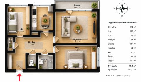 Sale Two bedroom apartment, Two bedroom apartment, Valová, Piešťany, S